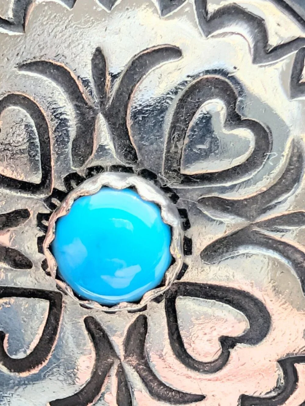 NEW sterling silver key holder with turquoise center